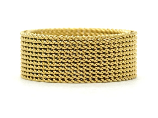 Gold steel mesh band ring MAIN