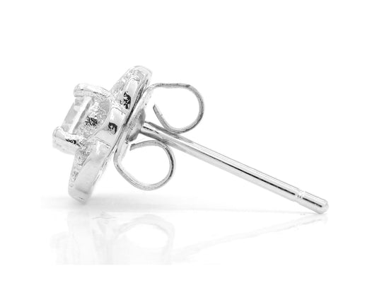 Sterling silver flower stud earrings SIDE