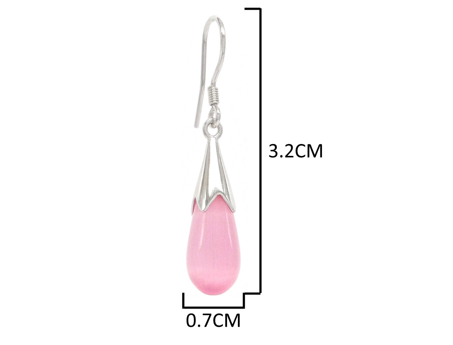 Pink moonstone drop necklace and earrings MEASUREMENT