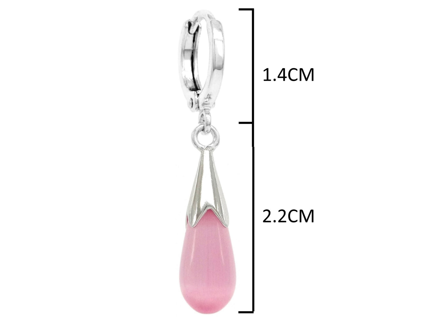 Pink moonstone hoop fall earrings MEASUREMENT