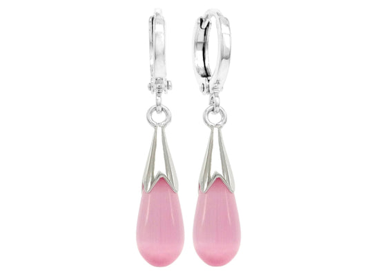 Pink moonstone hoop fall earrings MAIN