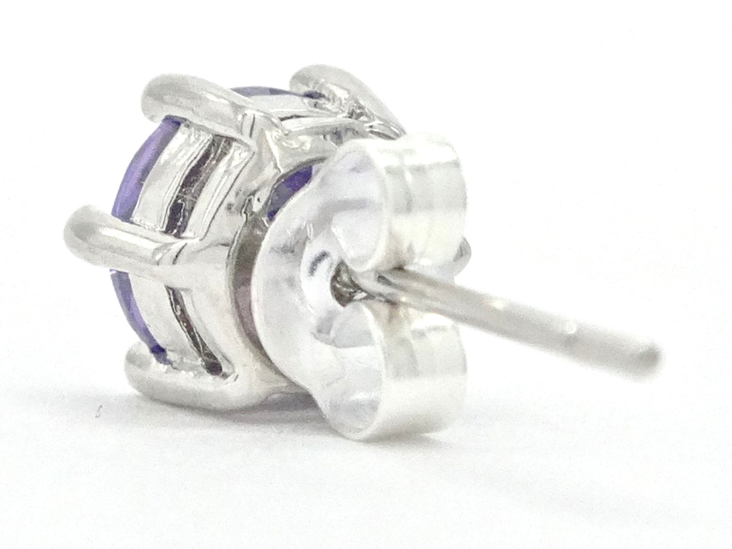 Purple gemstone stud earrings BACK