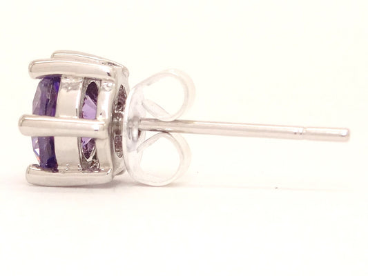 Purple gemstone stud earrings SIDE