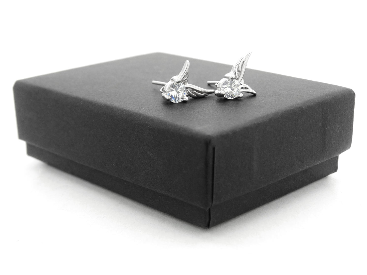 Angel wings sterling silver stud earrings GIFT BOX