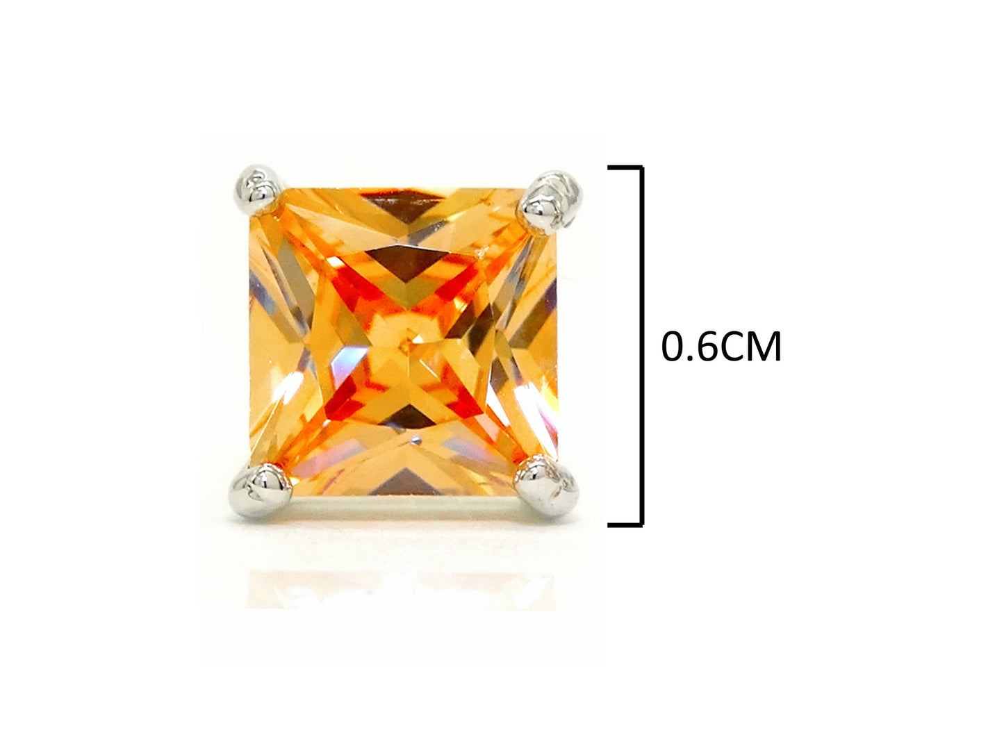 Citrine princess gem silver earrings MEASUREMENT
