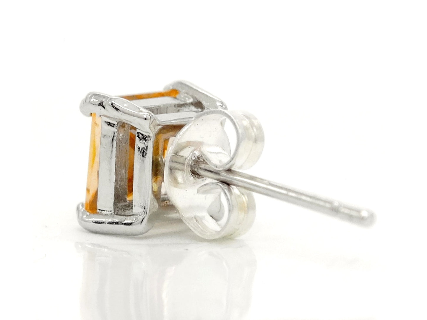 Citrine princess gem silver earrings BACK