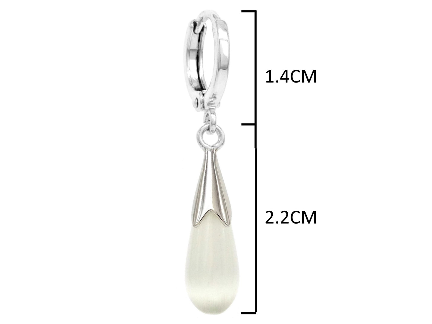 White moonstone hoop fall earrings MEASUREMENT