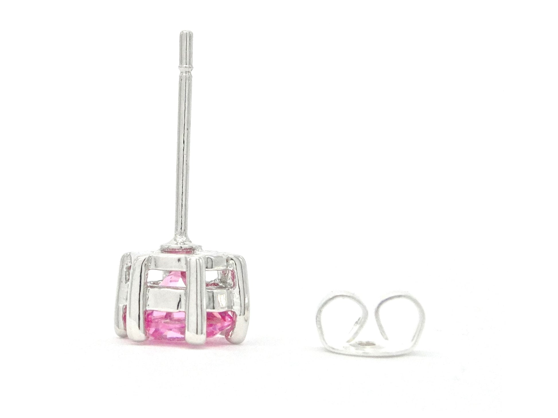 Pink gem silver stud earrings BUTTERFLY