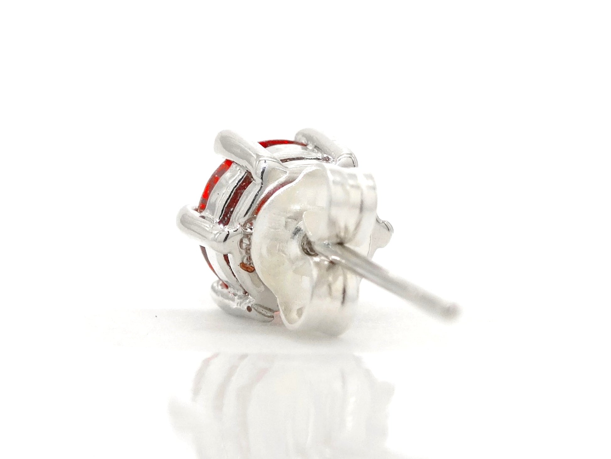 Fire red gem stud earrings BACK