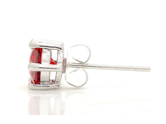 Fire red gem stud earrings SIDE