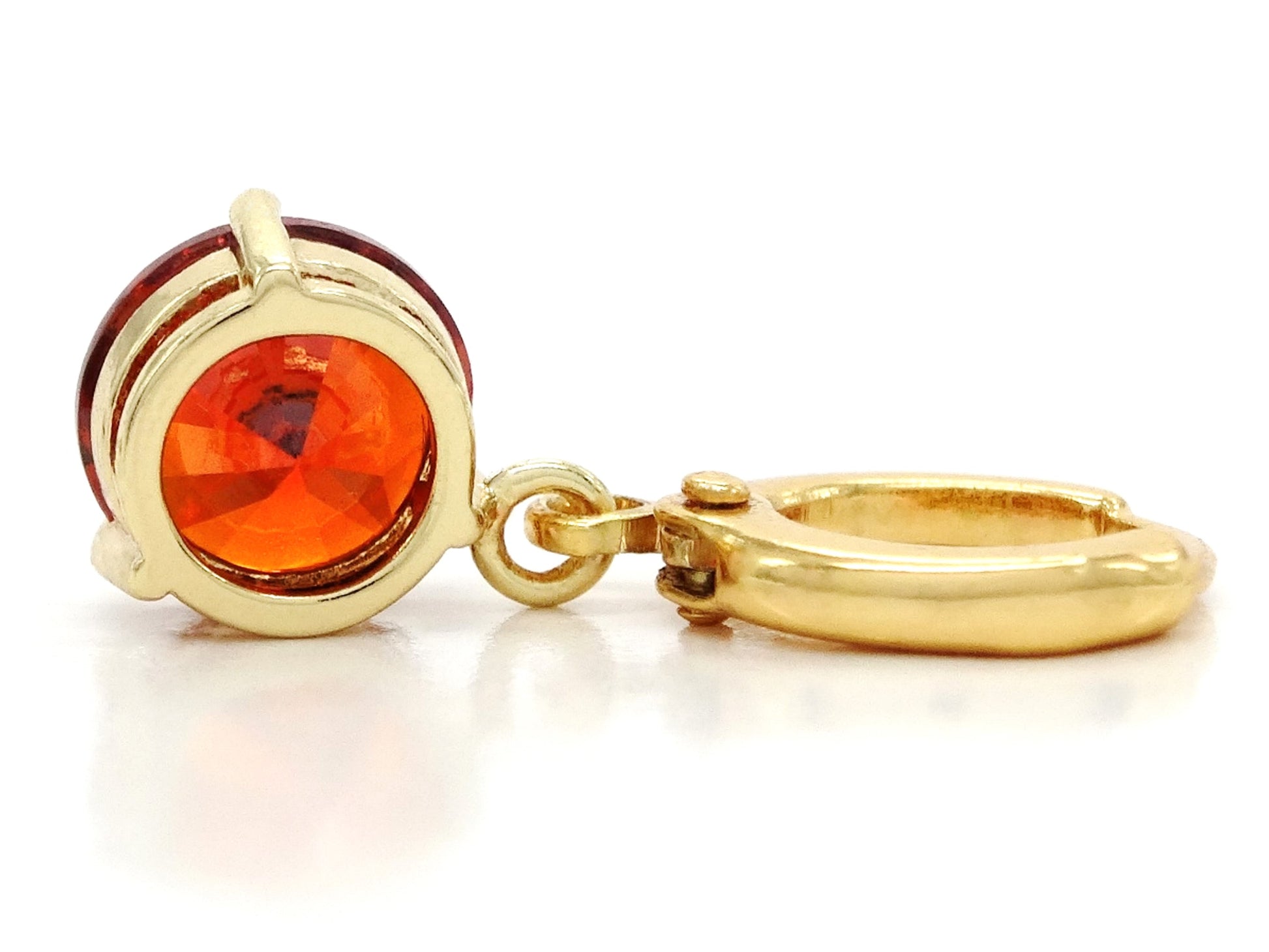 Red gemstone gold earrings BACK
