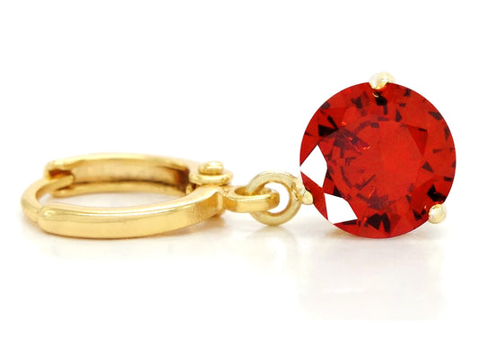 Red gemstone gold earrings FRONT