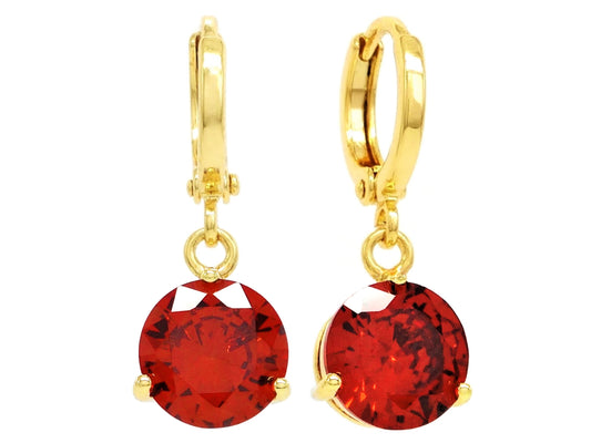 Red gemstone gold earrings