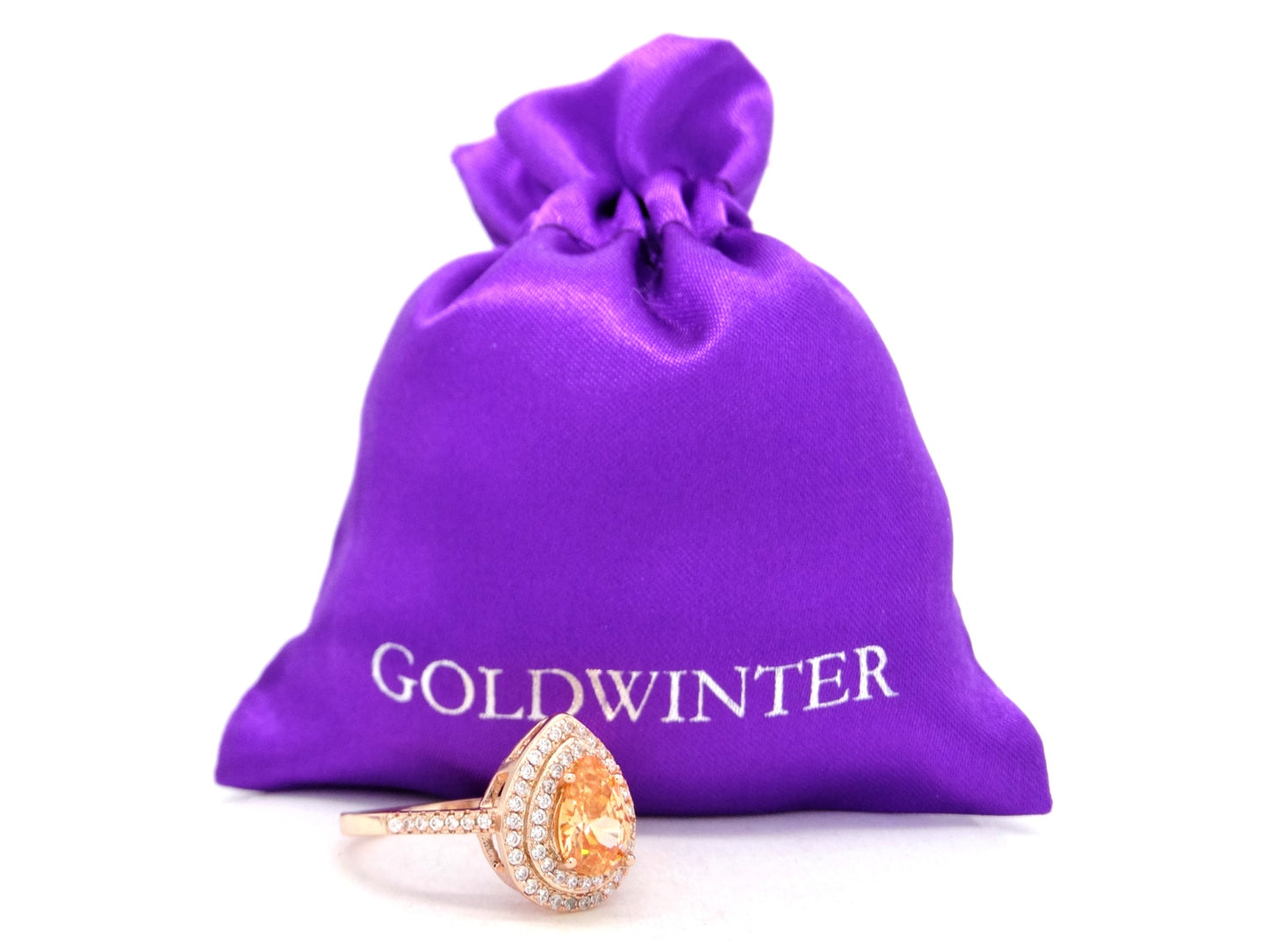 Rose gold citrine pear gem ring GIFT BAG