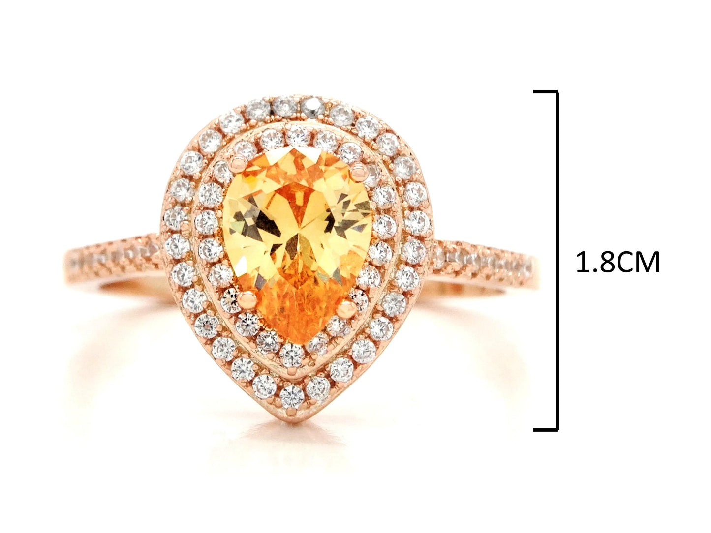 Rose gold citrine pear gem ring MEASUREMENT