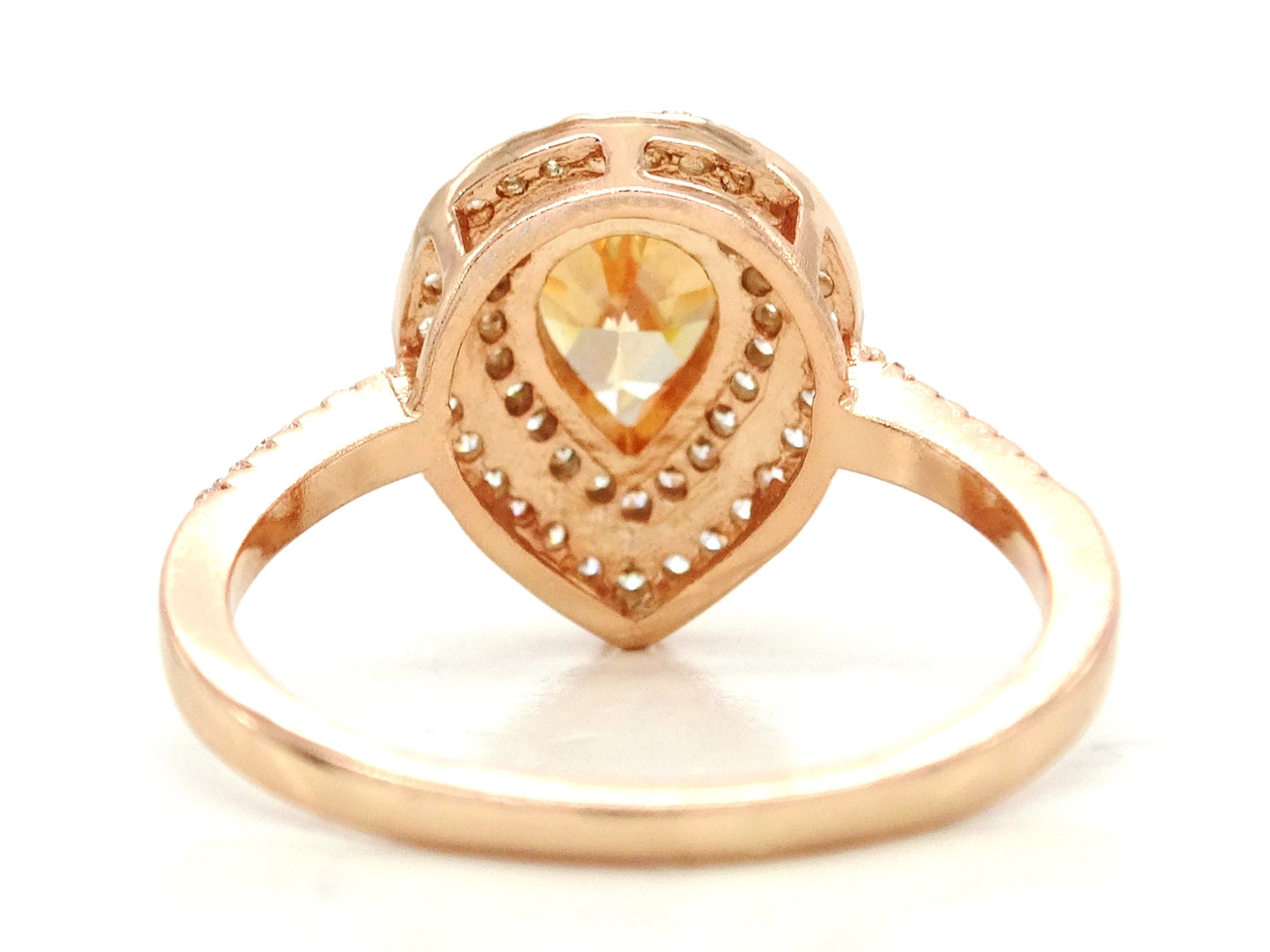 Rose gold citrine pear gem ring BACK