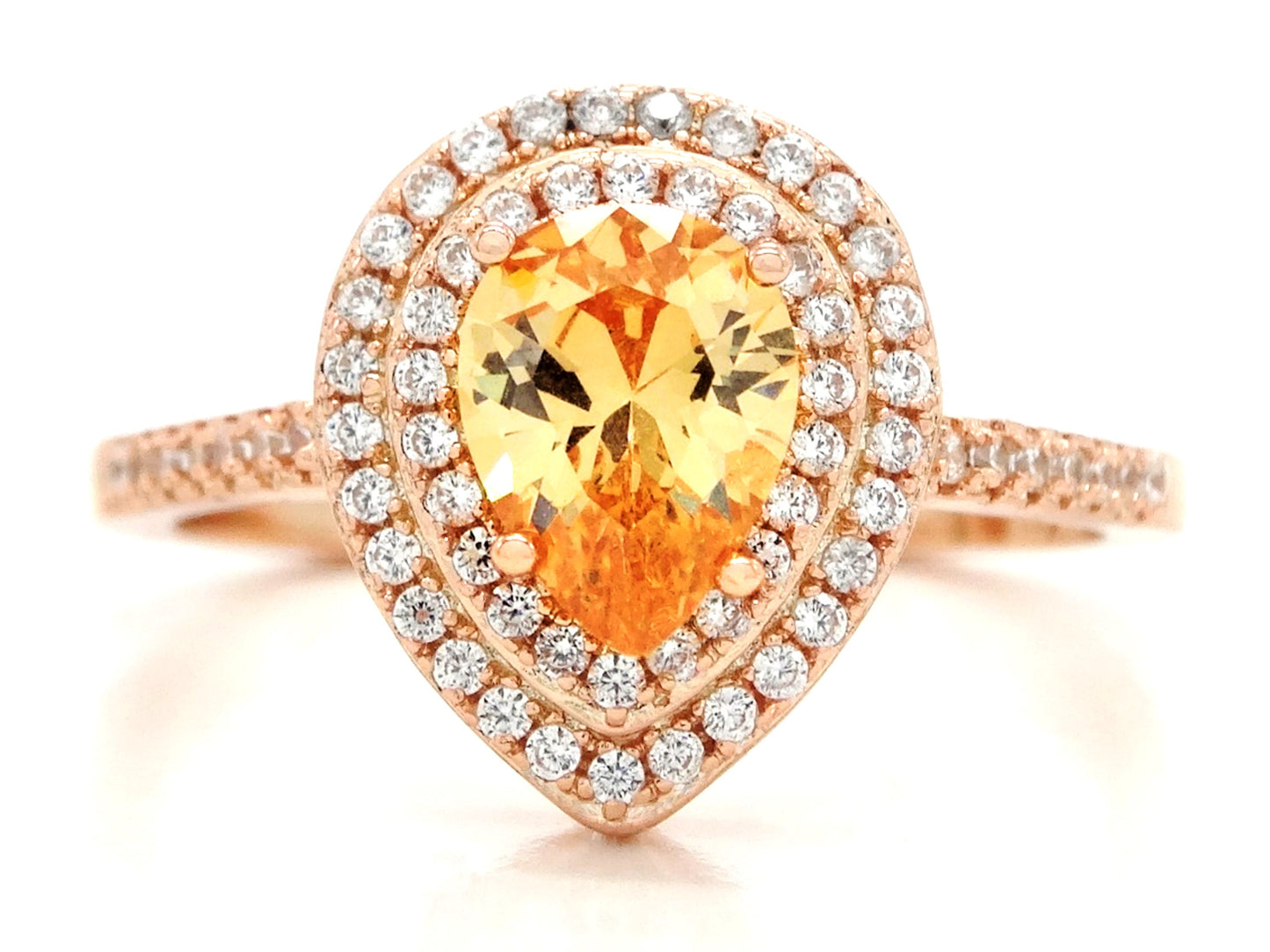 Rose gold citrine pear gem ring MAIN