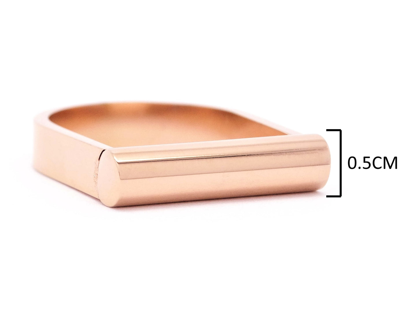 Rose gold round bar ring MEASUREMENT