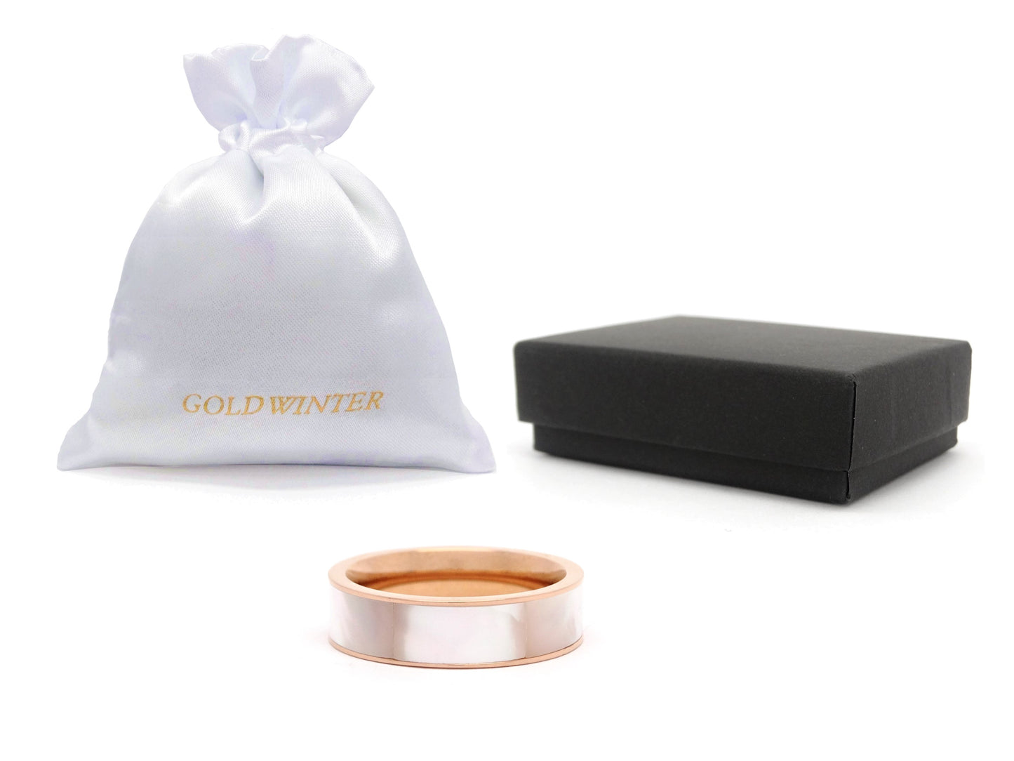 White abalone shell band ring GIFT BAG AND BOX