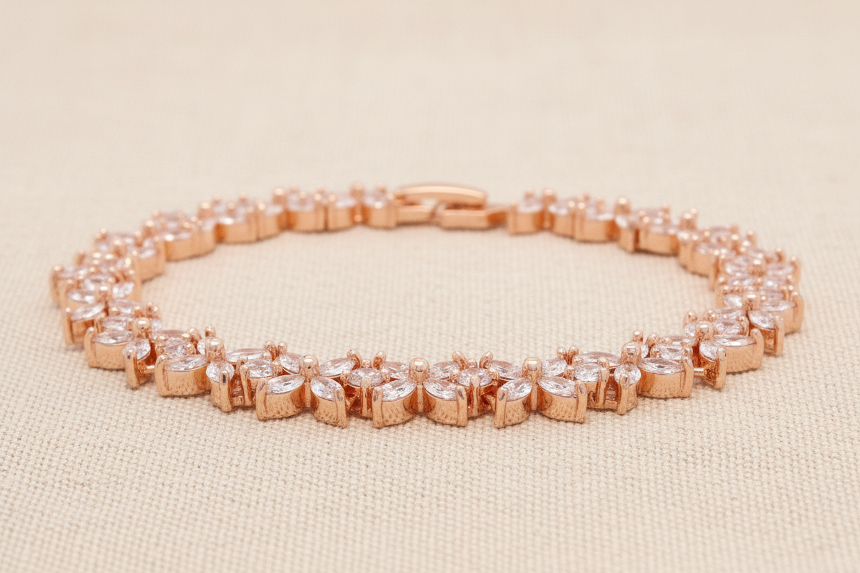 Rose Gold Marquise Flower Gems Bracelet