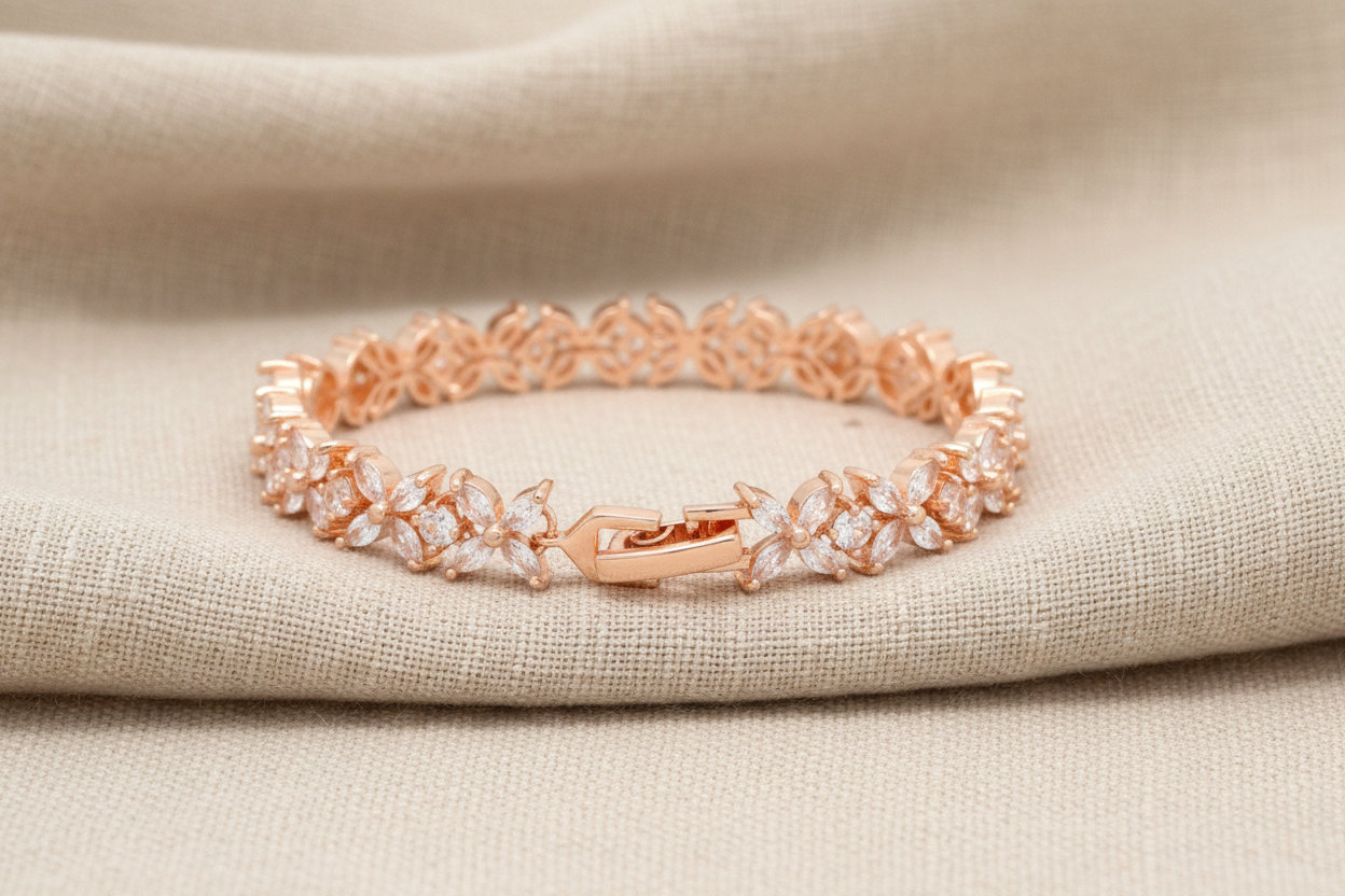 Rose Gold Marquise Flower Gems Bracelet