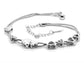 Silver bracelet with heart-shaped charms on a white background