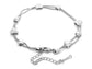 Silver bracelet with heart-shaped charms on a white background