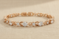 Yellow Gold Round White Gems Bracelet