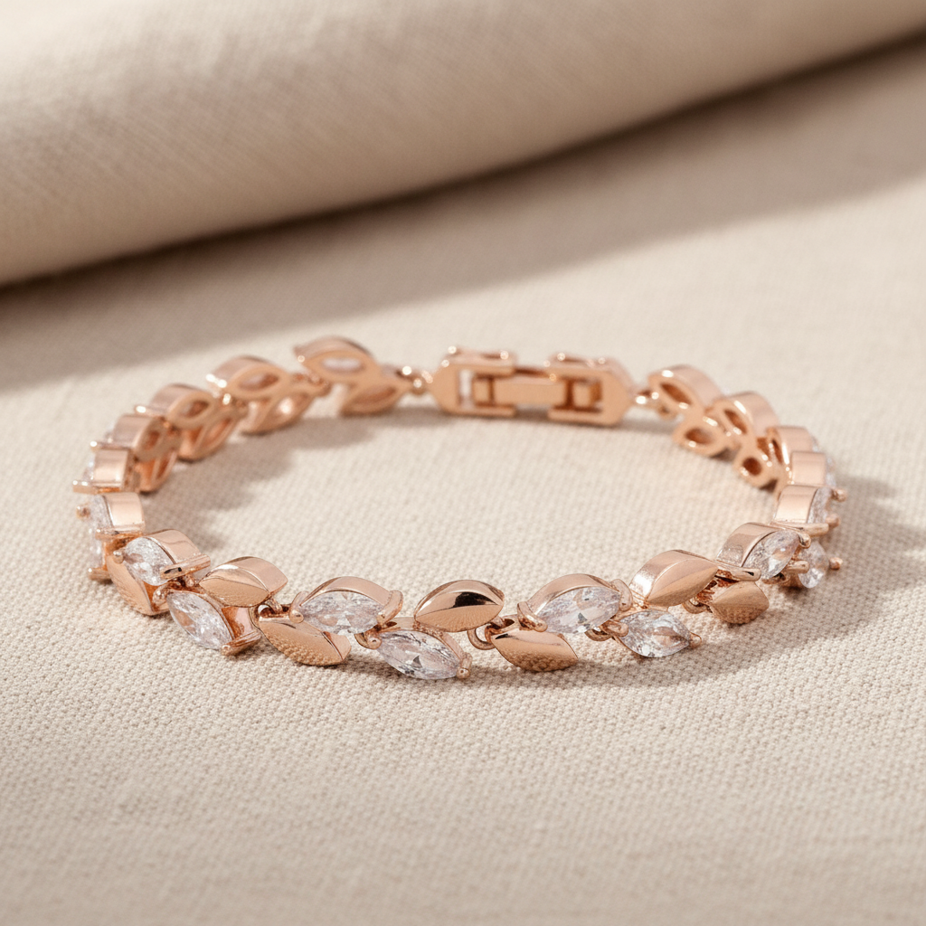 Marquise AAA White Gems Rose Gold Bracelet