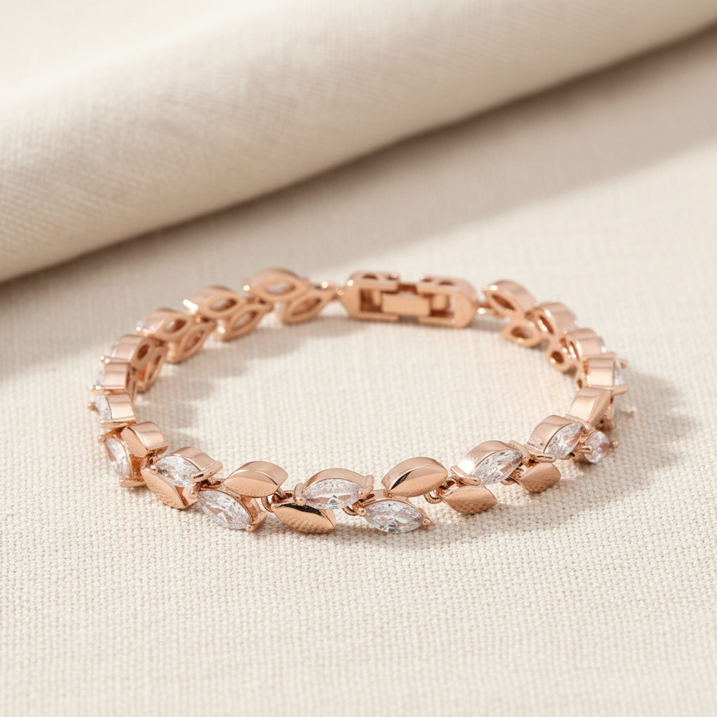 Marquise AAA White Gems Rose Gold Bracelet