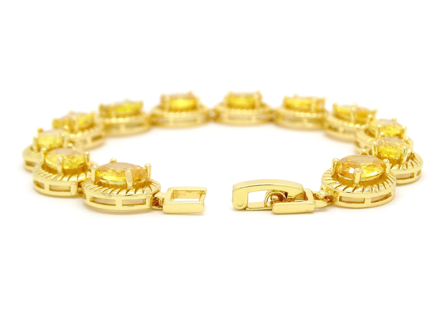 Yellow Gold Citrine Colored Gemstone Tennis Bracelet