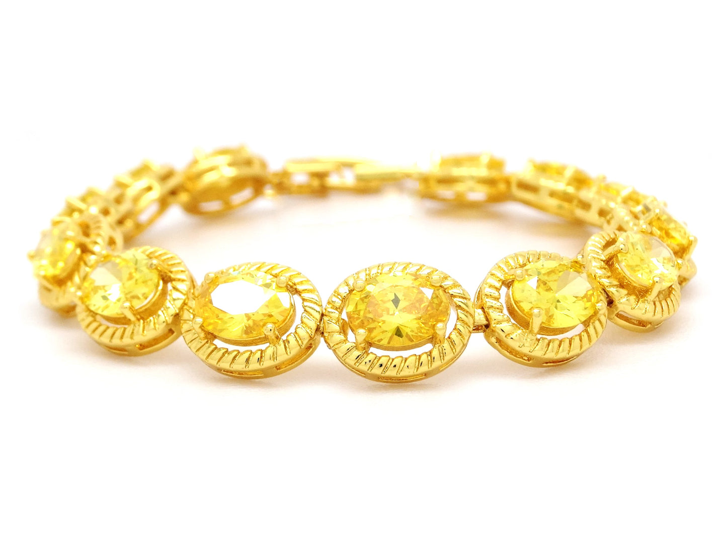 Yellow Gold Citrine Colored Gemstone Tennis Bracelet MAIN