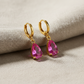 Pink Raindrop Yellow Gold Earrings