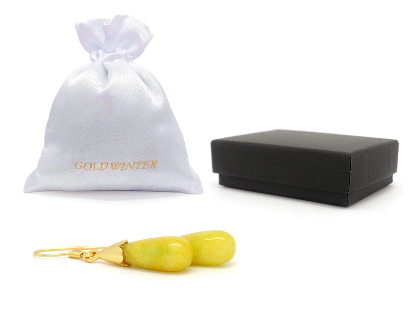 Yellow Moonstone Teardrop Gold Earrings