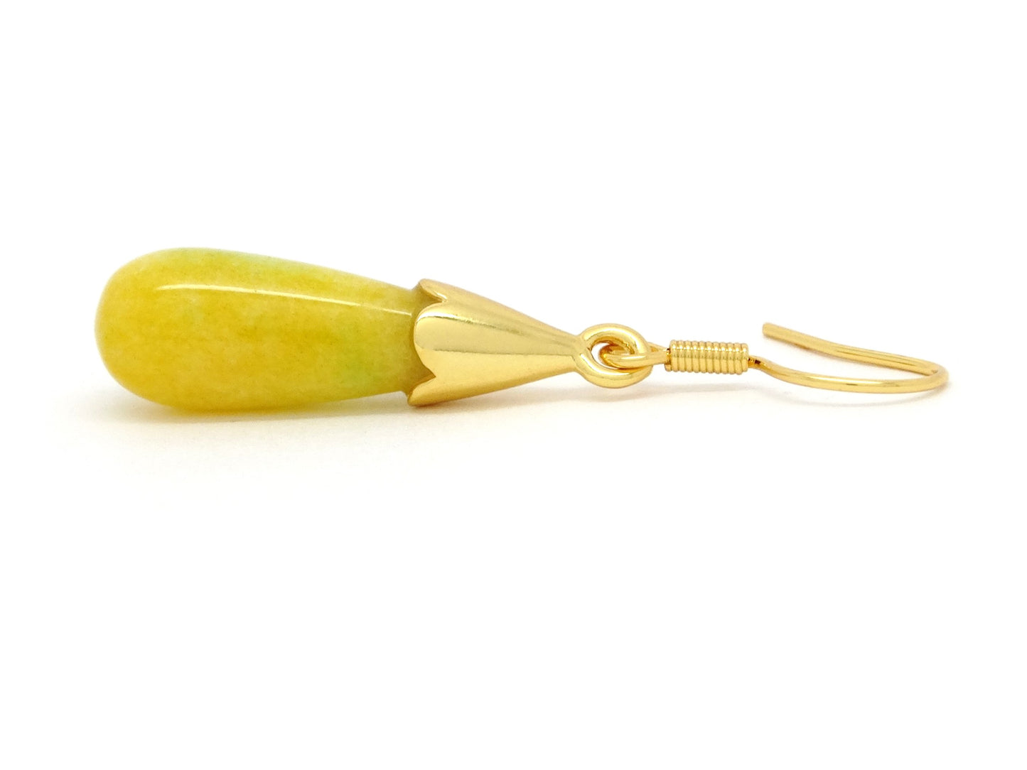 Yellow Moonstone Teardrop Gold Earrings
