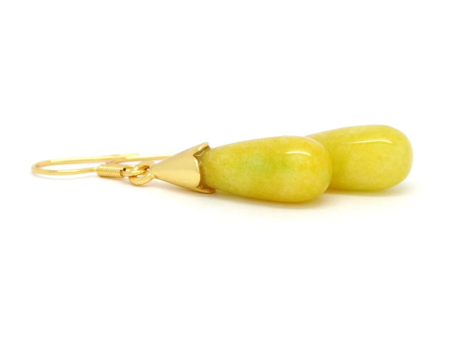 Yellow Moonstone Teardrop Gold Earrings