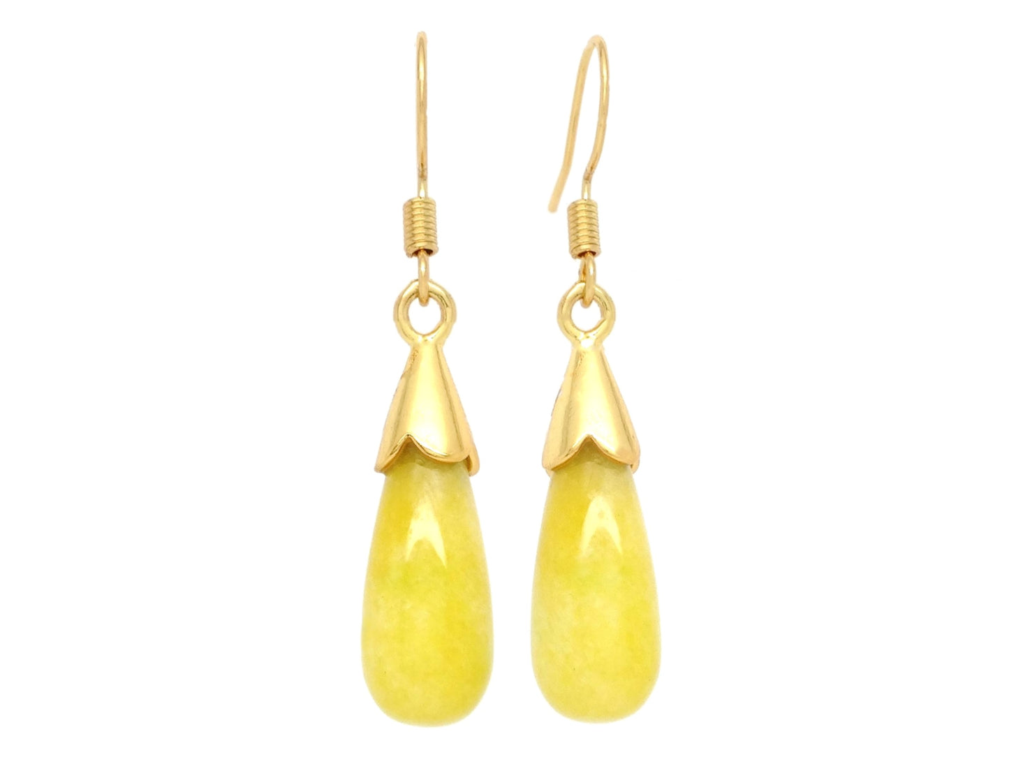 Yellow Moonstone Teardrop Gold Earrings