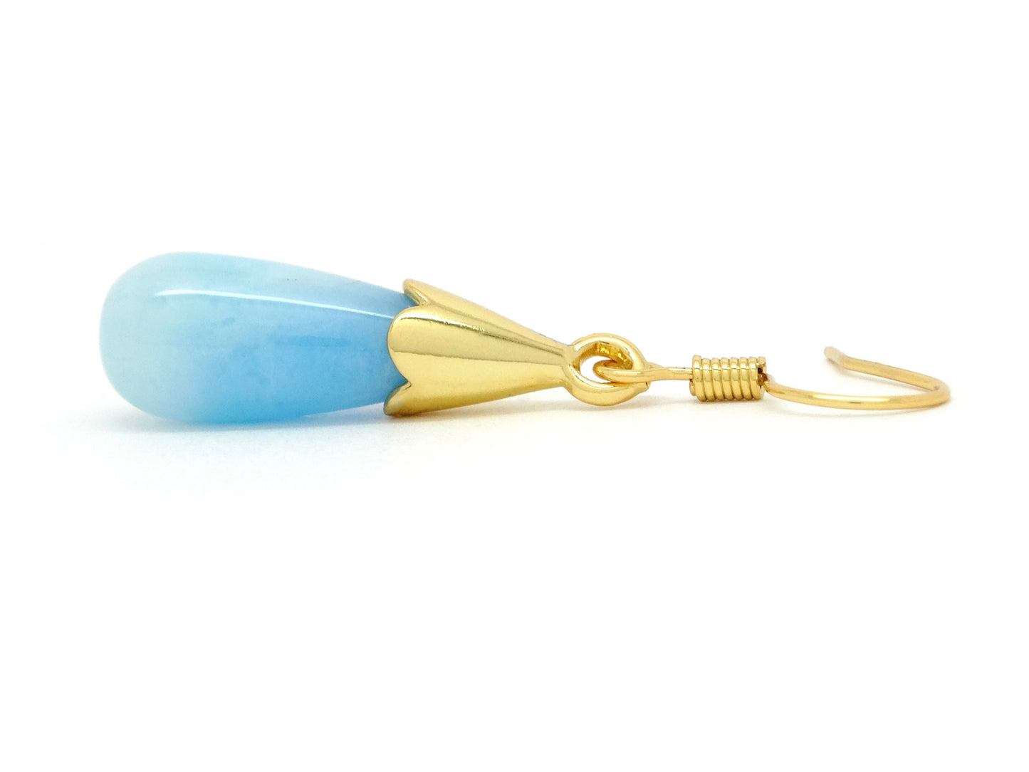 Blue Moonstone Teardrop Gold Earrings