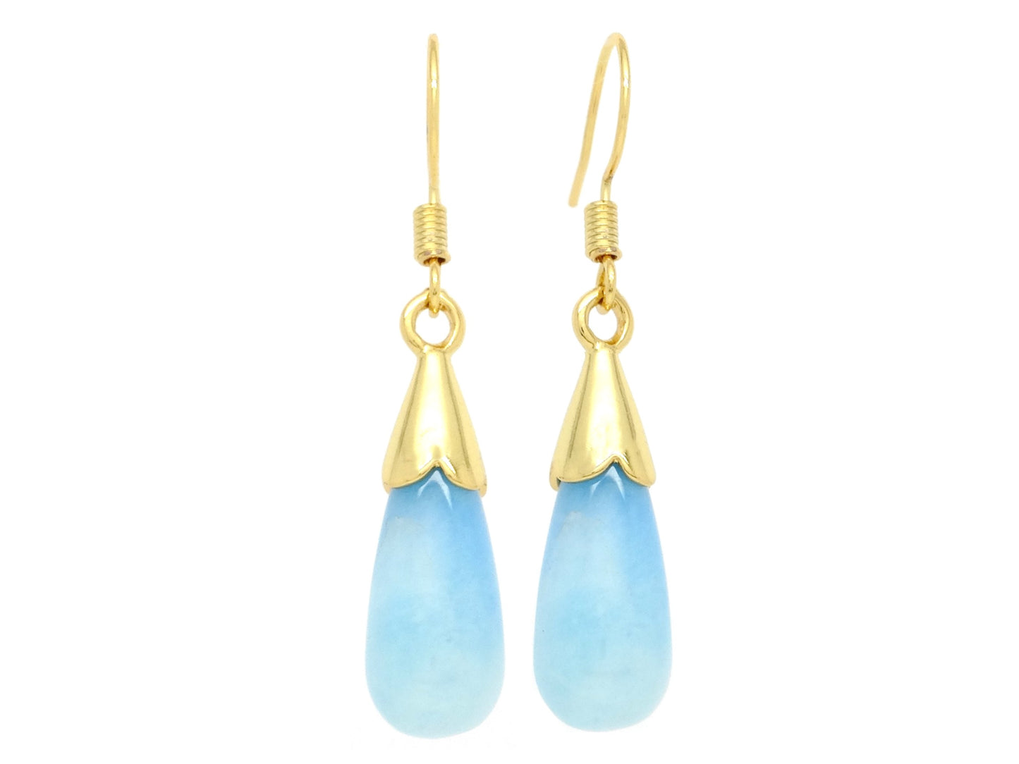 Blue Moonstone Teardrop Gold Earrings
