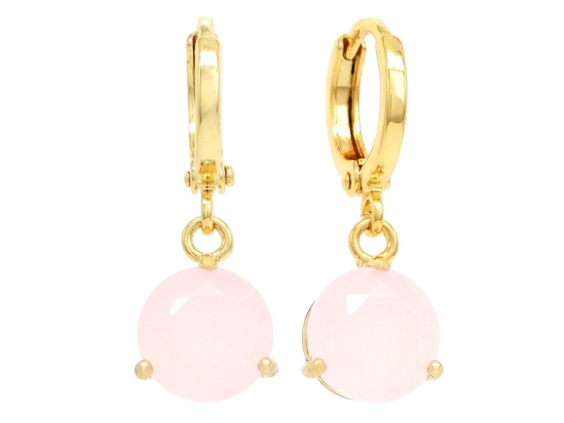 Pink Moonstone Yellow Gold Earrings MAIN