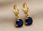 Blue Gem Yellow Gold Earrings