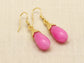 Pink Moonstone Teardrop Gold Earrings