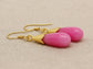 Pink Moonstone Teardrop Gold Earrings