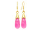 Pink Moonstone Teardrop Gold Earrings