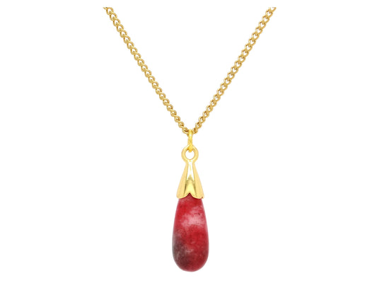 Red Moonstone Teardrop Gold Necklace MAIN