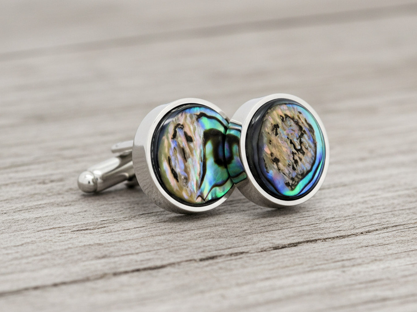 Natural Mother Pearl Abalone Round Cufflinks