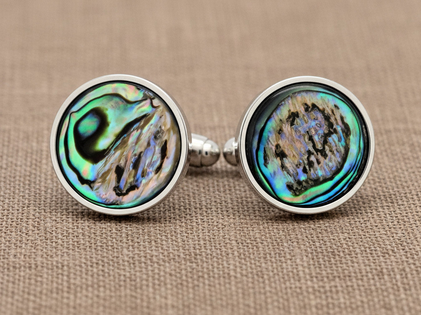 Natural Mother Pearl Abalone Round Cufflinks