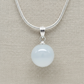 White Moonstone Ball Silver Necklace