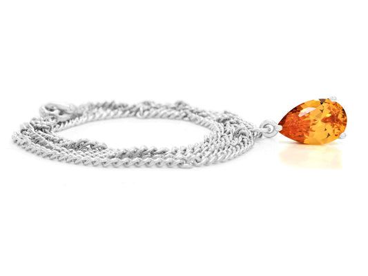 Citrine Raindrop White Gold Necklace