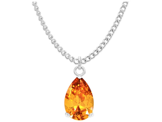 Citrine Raindrop White Gold Necklace